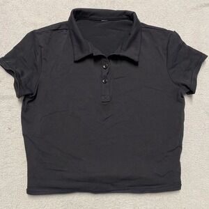 Alo Yoga Cropped Polo Small Black Athleisure Casual Performance